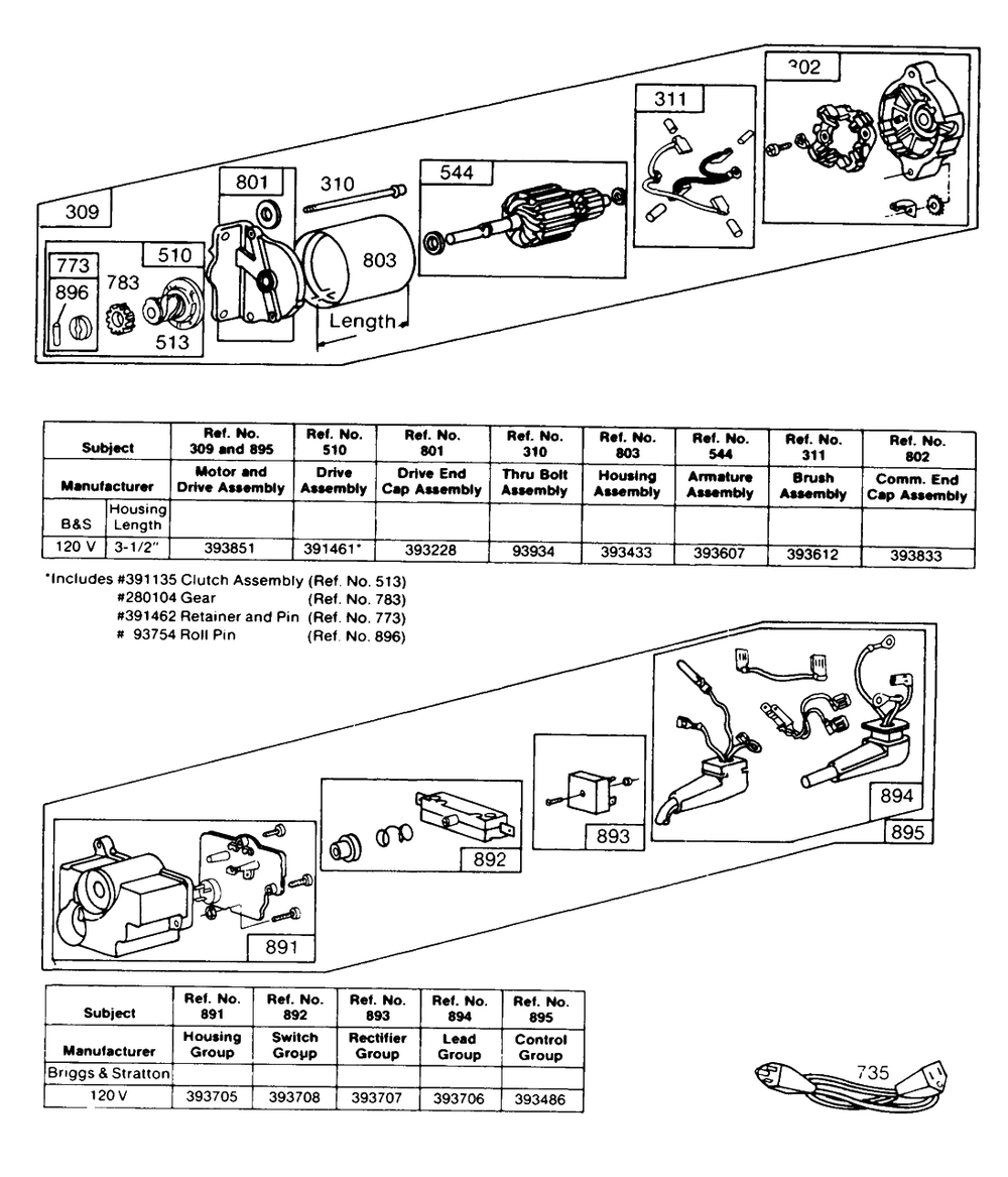Electric Starter And Starter Diagram and Parts List for 170402-1790-XX  Briggs and Stratton Engine